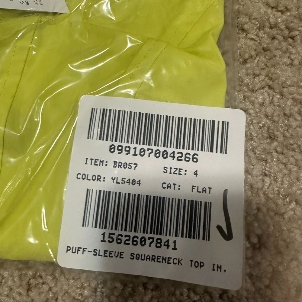 J crew puff sleeve square neck top lemon sorbet yellow